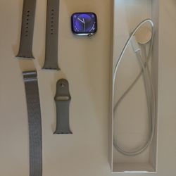 Apple Watch Series 7 45mm Titanium GPS – Box, Charger, Bands Included 