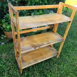 3 tier wood shelf organizer,  plant stand ,  foldable,  37H x 28w  x11