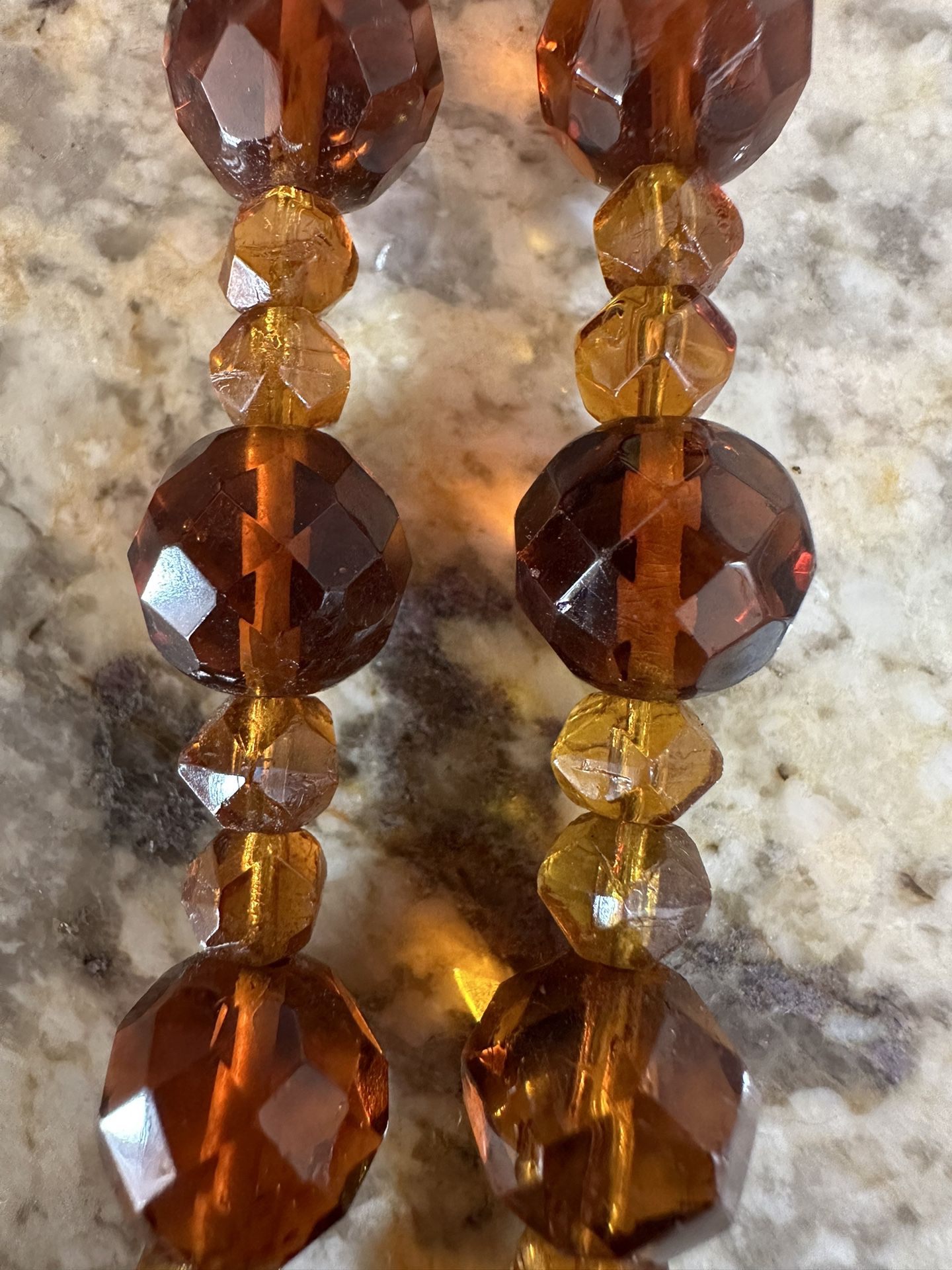 Glass Amber Beaded Necklace 