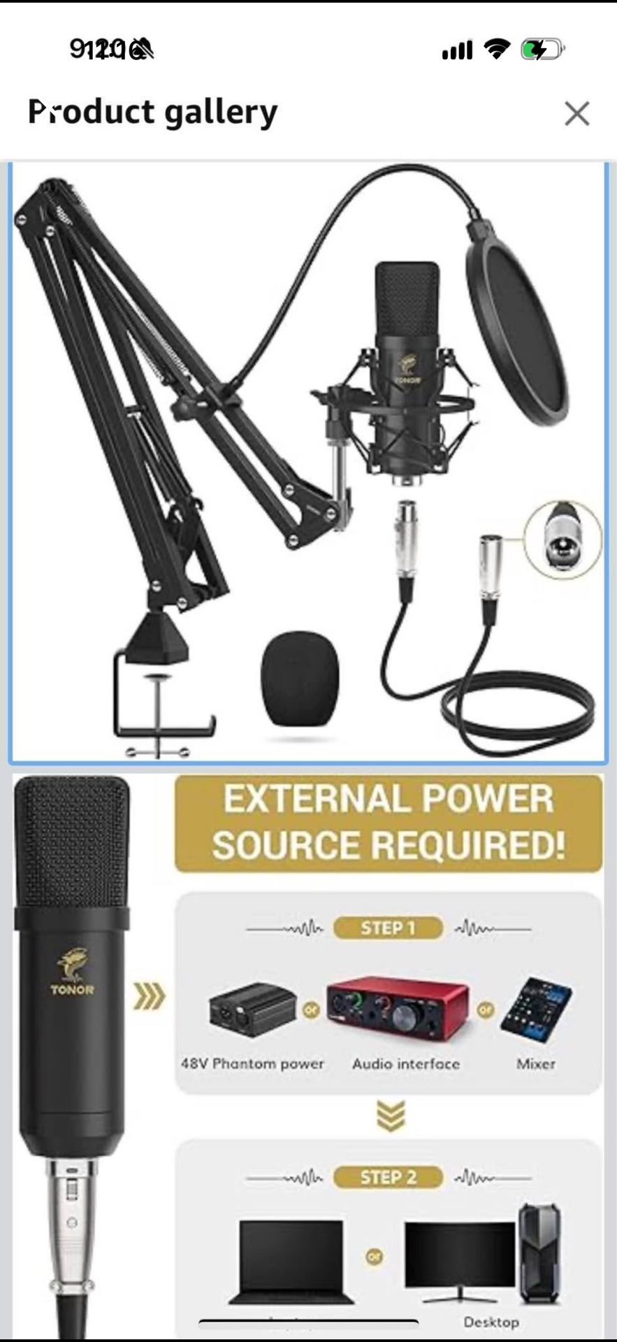 XLR Condenser Microphone, Professional Car Studio Mic Kit with Boom ArShock Mount,