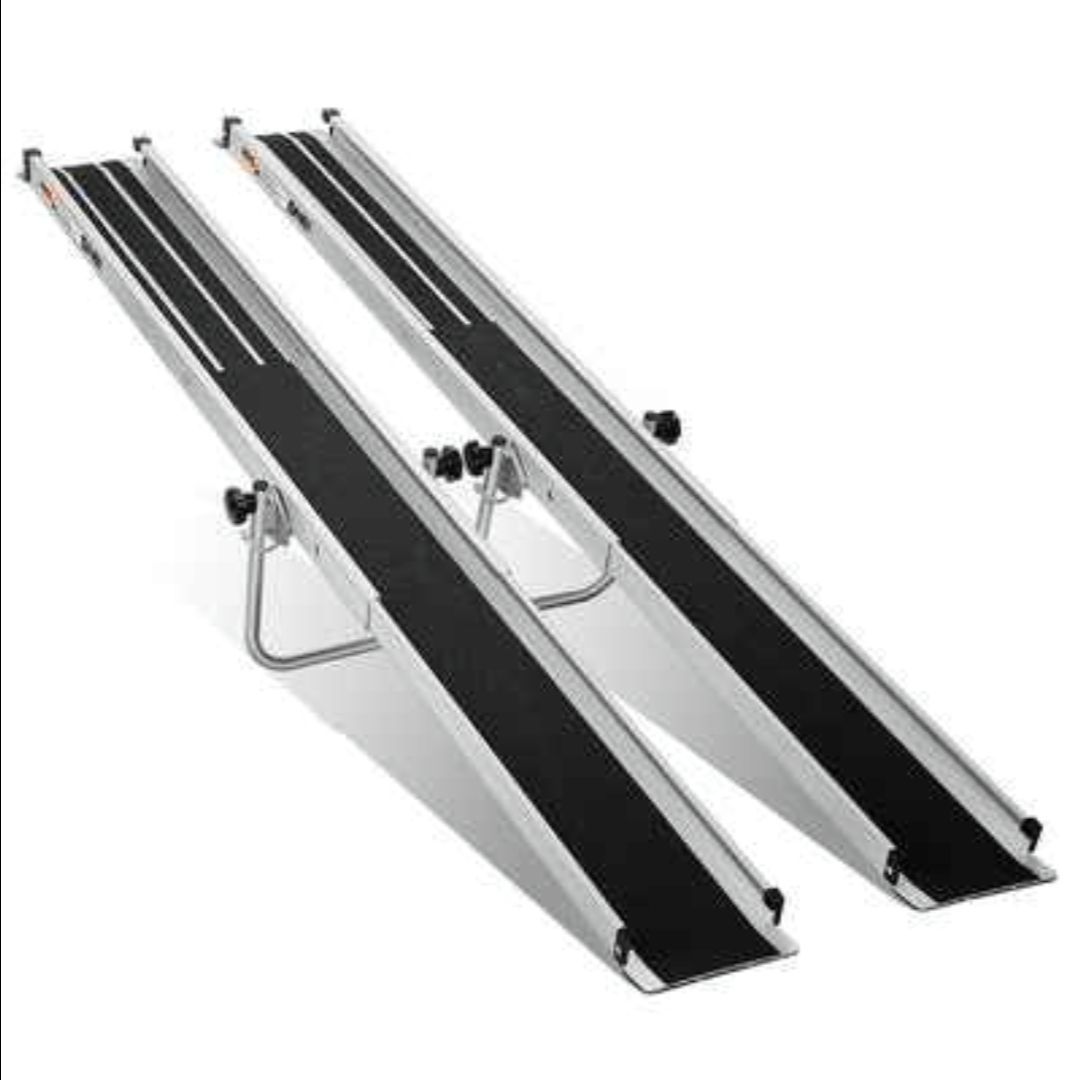Portable Folding Aluminum Alloy Wheelchair Ramp Adjustable Length from 54 in. to 96 in. Rampa