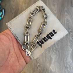 .925 Sterling Silver Anchor Link Bracelet Sz 9” 