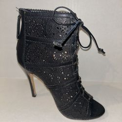 ALICE + OLIVIA Gale Leather Laser Cut Lace Up Heels, Sz 36(6.5-7)