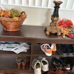 wood Shoe Stand Tv Shelf Console Table