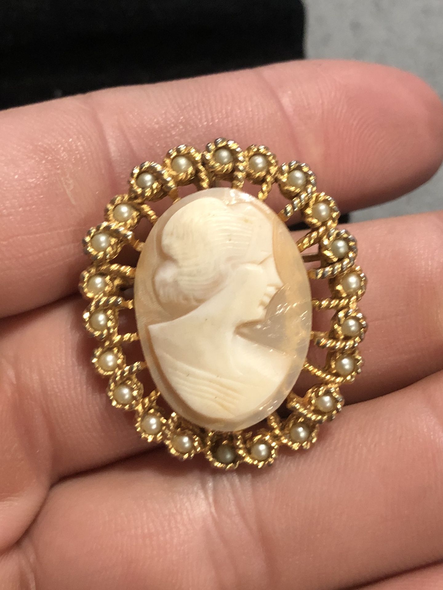 Vintage Richelieu Shell Cameo Brooch / Pendent
