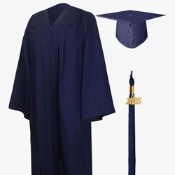 Graduation Cap And Gown Navy Blue Matte