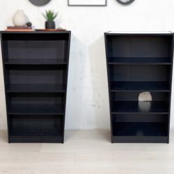 Almost Black Two 4-Tier Bookcases Set