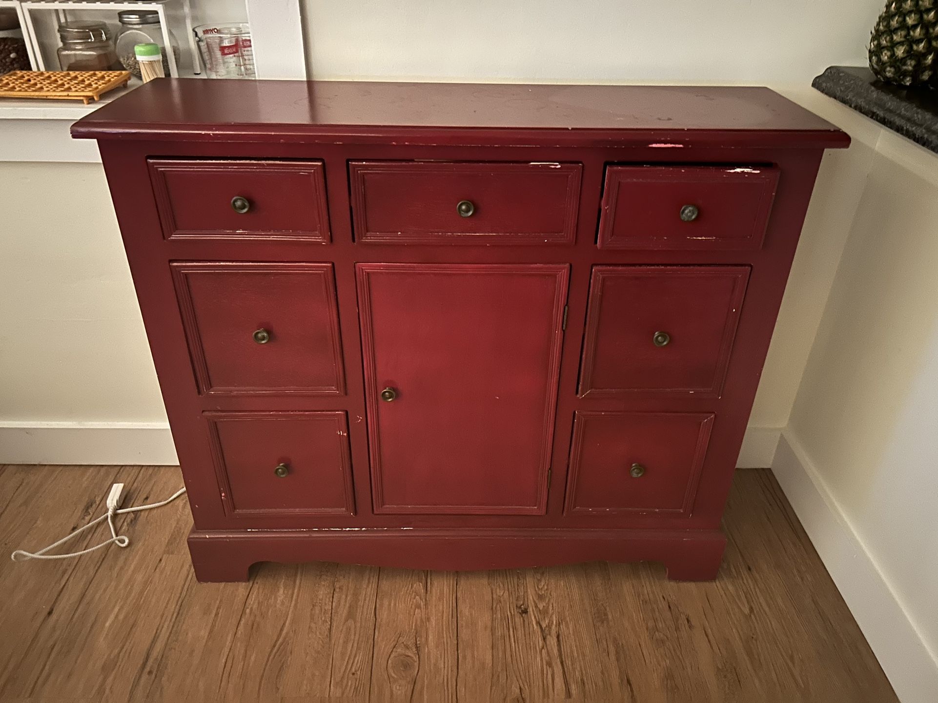 Red wooden dresser