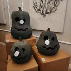 Pottery Barn Terracotta Gourd Luminaries Black Halloween Decor