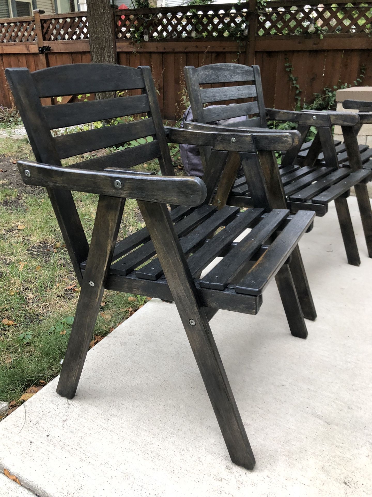 3 Refinished Wooden Folding Chairs
