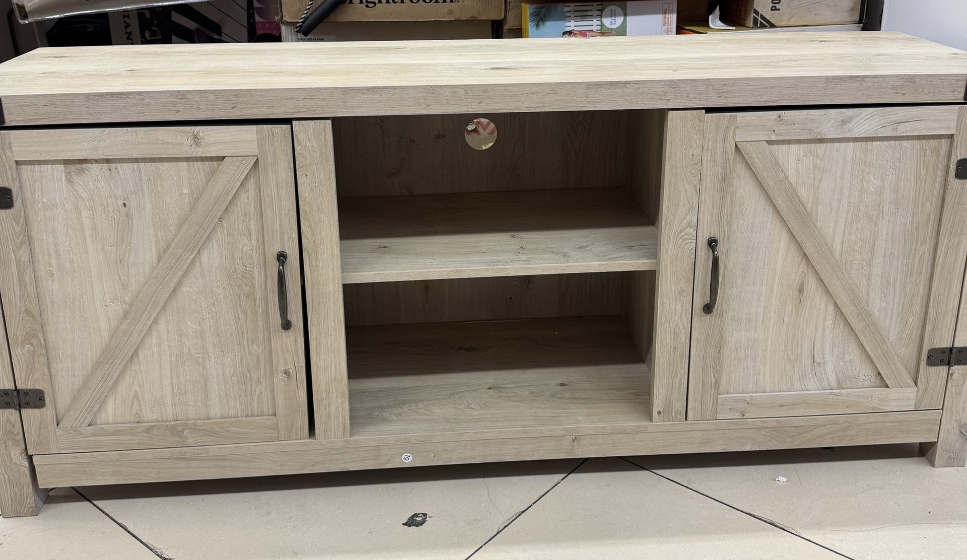 Walker Edison Modern Farmhouse Barn Door TV Stand for TVs up to 65", White Oak