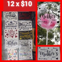 12 Bobo Balloon Stickers ( Mother's Day)