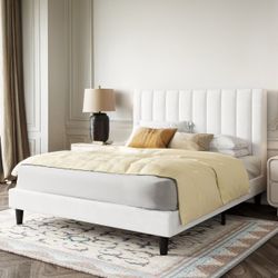 Velvet Upholstered Bed Frame with Tufted Headboard-Full