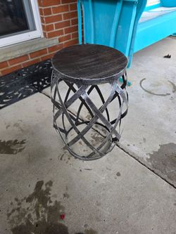 Metal table.