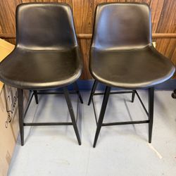 2 Black Counter Height Bar Stool Chairs