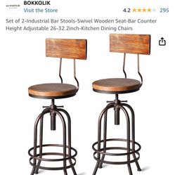 2 Vintage Stools Adjustable Height