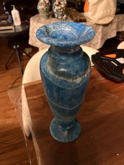 Blue Egyptian Alabaster Vase