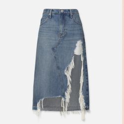 The frame midi fray hem denim skirt. 27