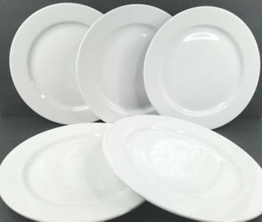 5 Crate & Barrel Diner Solid White Chop Plates Set 12" Charger Dinner Poland Lot