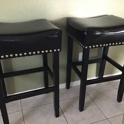 Bar Stools set of 2, 30” upholstered with silver rivets