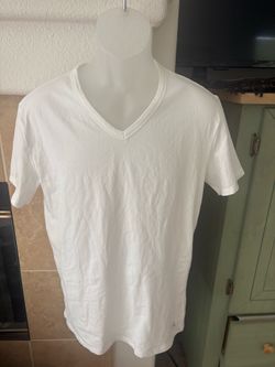 Calvin Klein White V-Neck T-Shirt Men’s Medium Minimal Basic Tee