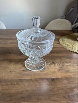 Glass candy dish. Selling for $6