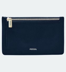 Fossil Logan Zip Coin Wallet Midnight Blue