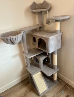 Gray cat tree
