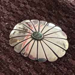 Vintage BC Navajo Sterling Silver Turquoise Brooch