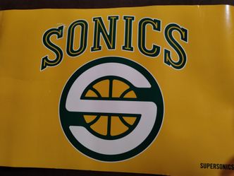 Vintage Sonics 2001/2002 basketball game schedule poster, 22x14"