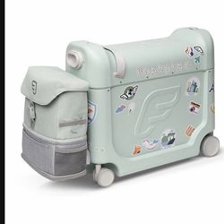 JetKids Travel Bundle - Includes BedBox Ride-On Suitcase & Backpack - Best for Kids 2-7 Years Old (Up to 77 lbs)
