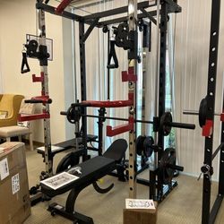 Multi-Station Smith Machine w/ Bench & Weights