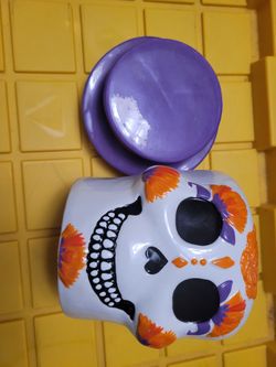 Halloween Sugar Skull Style Cookoe Jar