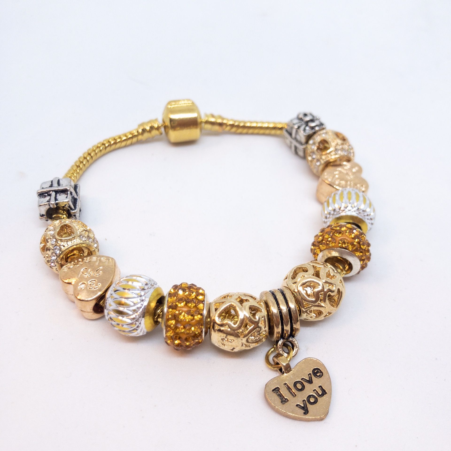 Gold Finished “I Love You” Charm Bracelet