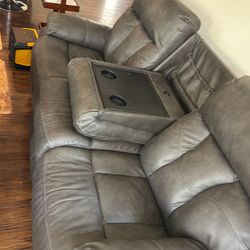 Faux leather recliner couch