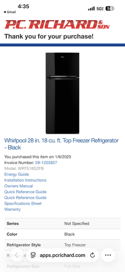 Whirlpool refrigerator