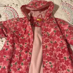Pink Flower Rain Coat 