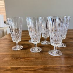 Ice Tea Glasses Set of 6 Vintage Godinger Crystal-Caitlin Pattern