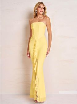 Tube Top Corset Ruffle Long Formal Wedding Guest Cocktail Dress