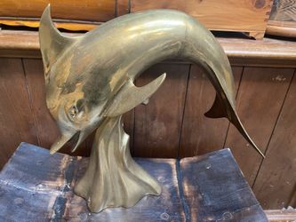 Vintage Large Solid Brass Dolphin