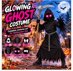 Kids Glowing Eyes Grim Reaper Costume for Boys  Scary Halloween Costume 6_9
