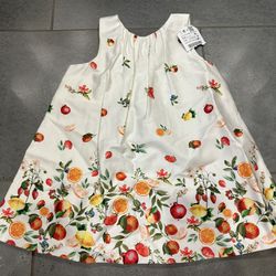 Zara New 2/3 Flowers & Fruit Medley Dress, Strawberry Orange Lemon