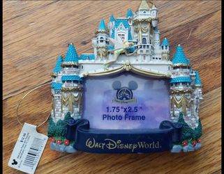 New Walt Disney World Cinderella Castle 3D Photo Frame W/Tinkerbell Ornament!
