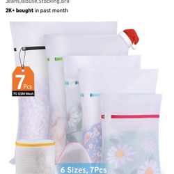 New Ultimate 7 Pack 6 Size Mesh Laundry Bags Set Delicates  AUTO-Lock Zipper