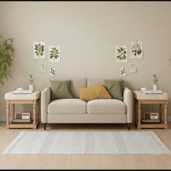 Set of 2 end tables. Brand new in box. Linen