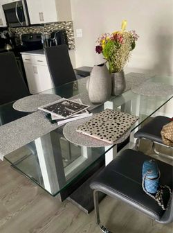 Glass Top Dining Table with Chairs