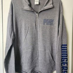 Pink Victoria's Secret Gray Los Angeles Dodgers Half Zip-Up  Sweater
