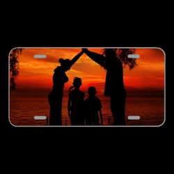 License Plate Novelty Car Front Family Children Father Mother Beach