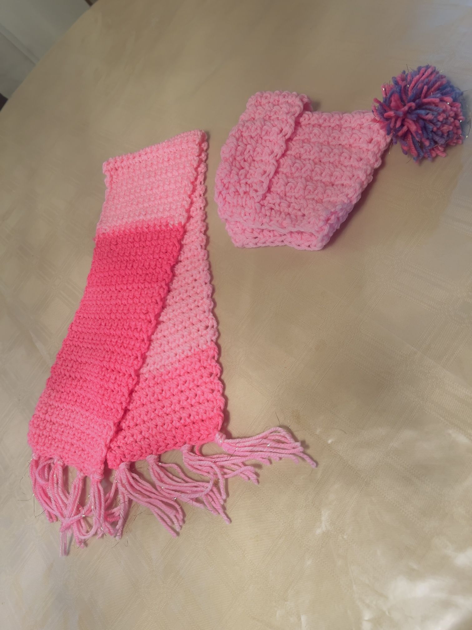 Hot Pink Scarf And Cap