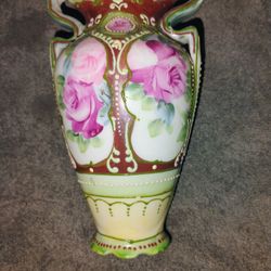 Vintage Japanese 1900s Art Nouveau Floral Porcelain Vase